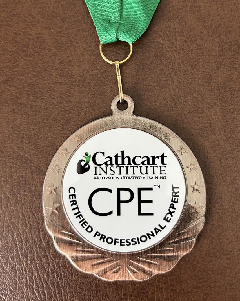 The Certified Professional Expert medallion, close up