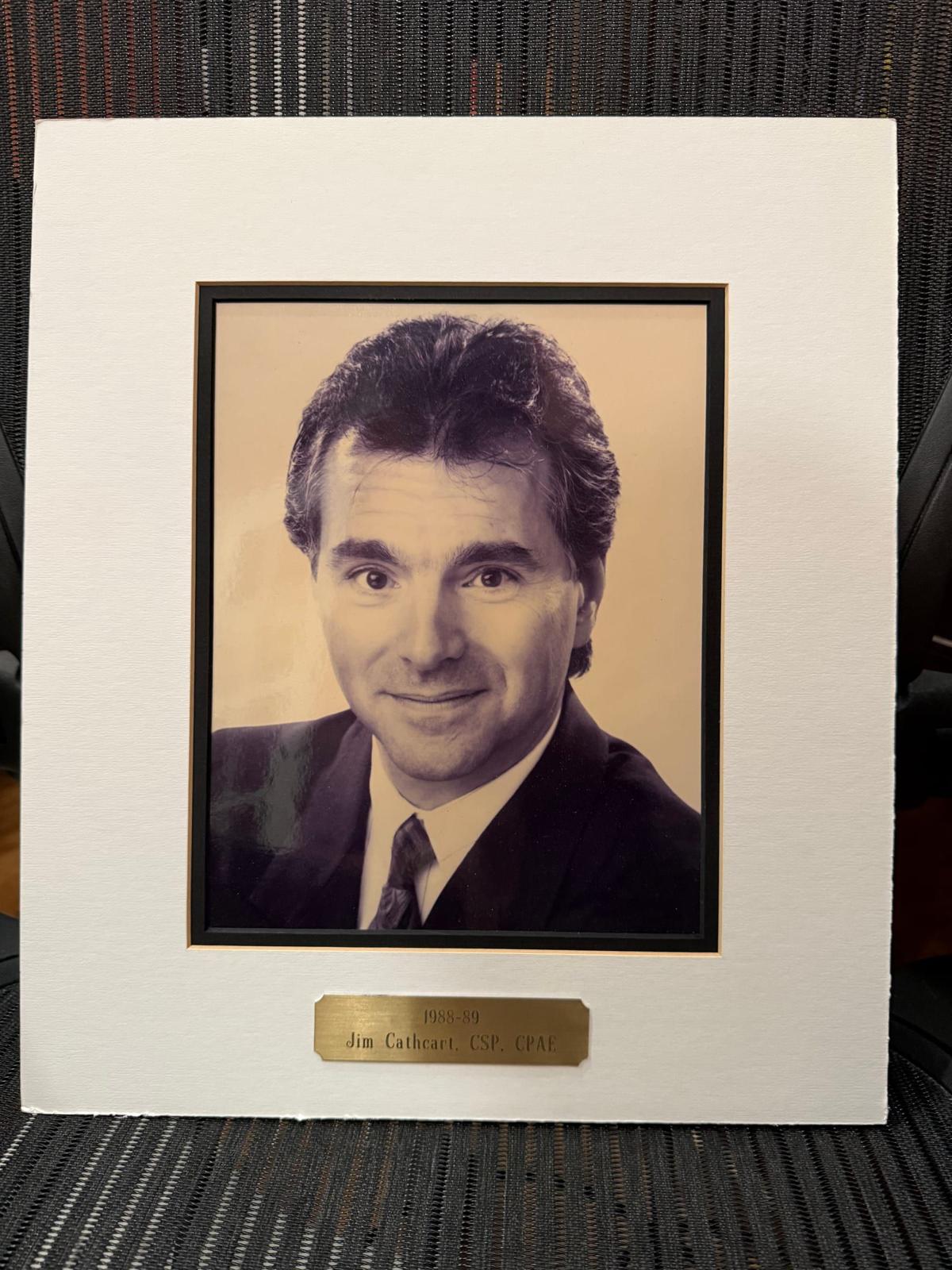 Young Jim Cathcart — framed black and white portrait from the early years