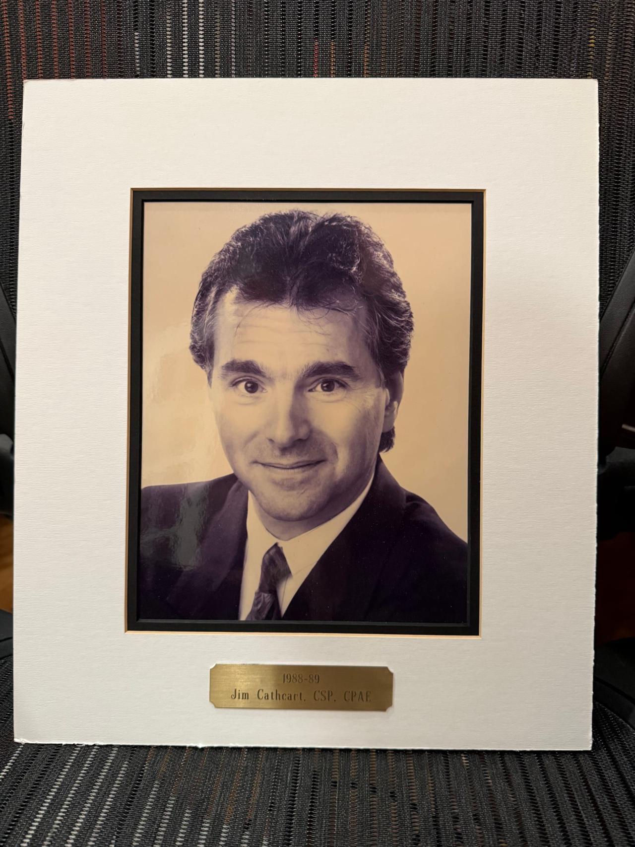 Young Jim Cathcart, framed black and white portrait from the early years